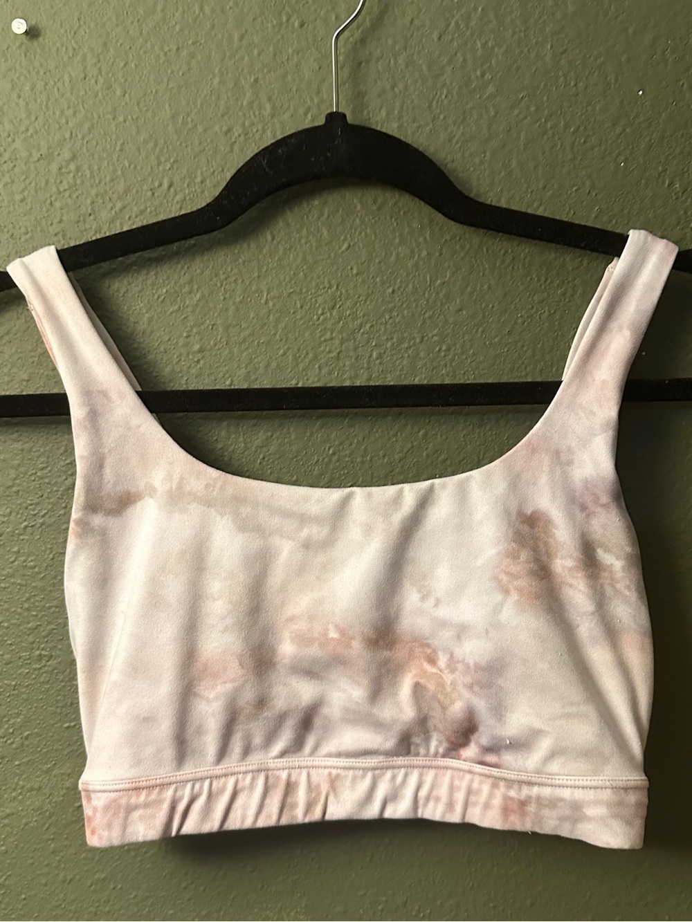 Athleta Pale Pink Tie-Dye Scoop Neck Crop Sports Bra